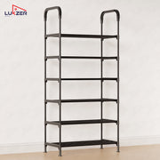Lukzer 6-Tier Metal & Plastic Space-Saving Shoe Organizer Rack (MSR-006/Black)
