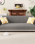 Lukzer Quilted Velvet Sofa Mat | 200 GSM Soft Washable & Removable Couch Protector | Anti-Slip Elastic Strap Cover for Living Room, Pet & Spill Protection