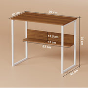 Lukzer STM-004 Sturdy Computer Desk – Metal Frame, Engineered Wood Top (White/Oak Brown, Black/White)