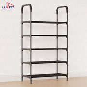 Lukzer 5-Tier Metal & Plastic Space-Saving Shoe Organizer Rack (MSR-005/Black)