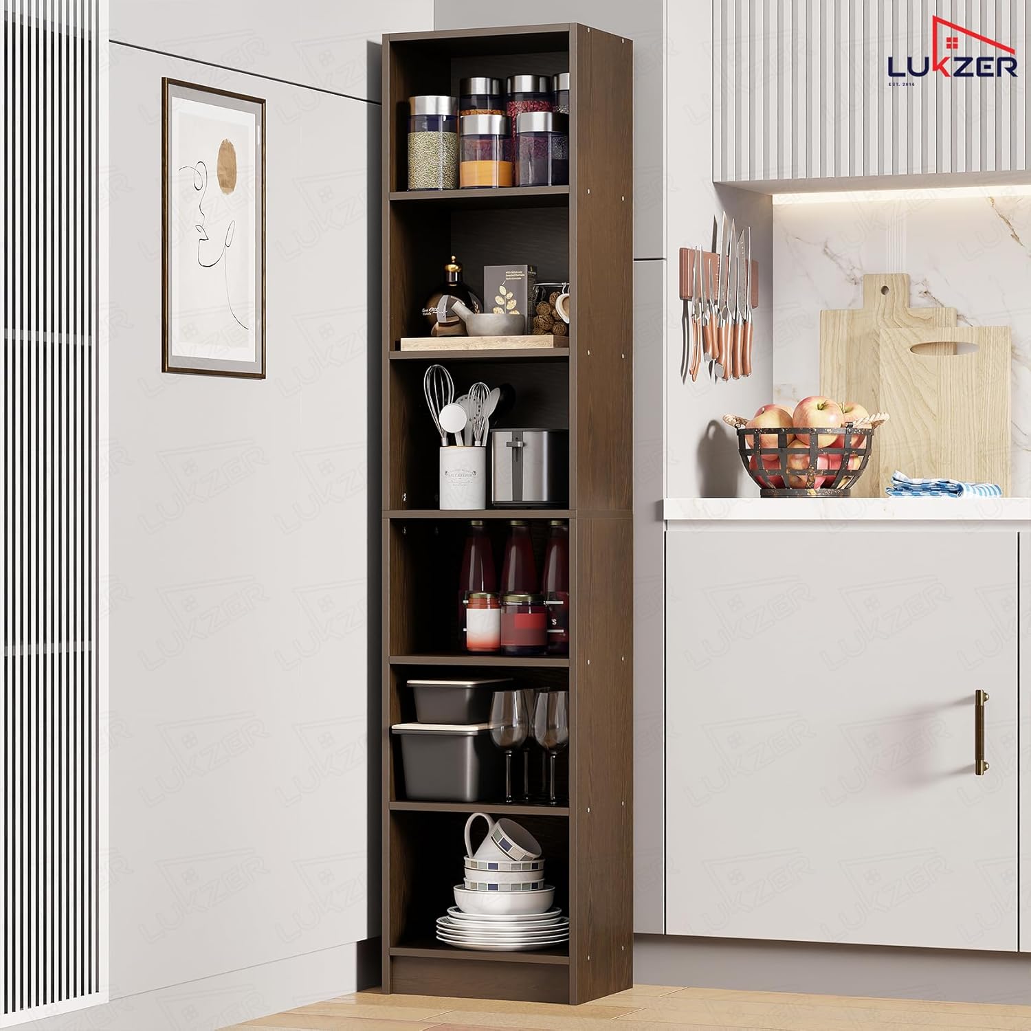 Lukzer Multipurpose Bookshelf Engineered Wood Closed Back Rack (MR-006/Wenge)