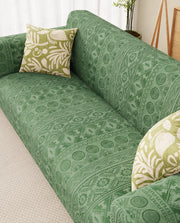 Lukzer Pastel Shades Textured Sofa Cover - Green Tribal Design (SC-071-01)