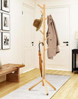 Bamboo Freestanding Multifunctional 8 Hook Coat Hanger