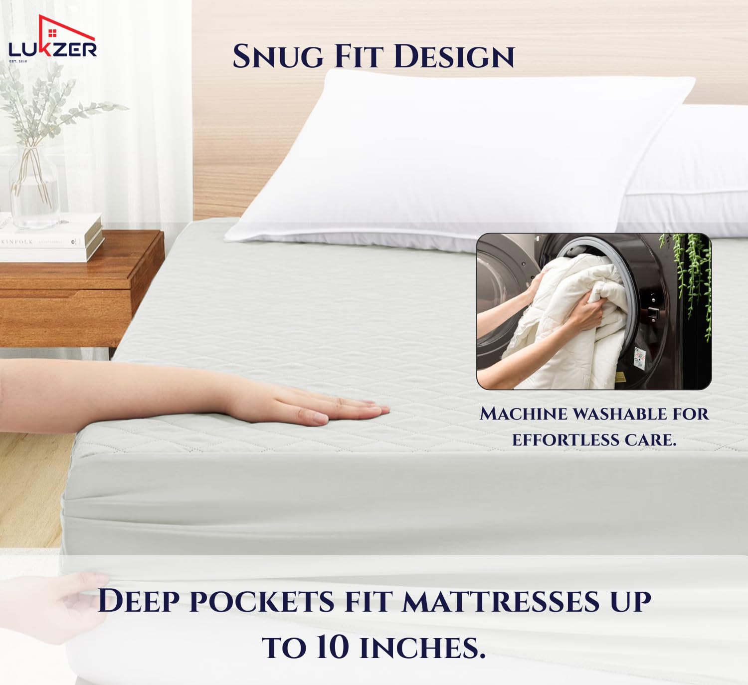 Lukzer Quilted Cotton Waterproof Mattress Protector   Mercury (MTP-QMC-001)