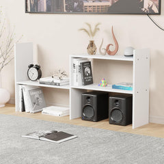 Lukzer Adjustable 5-Tier Bookshelf Multi-Functional Storage Rack Engineered Wood (MR-011/White)
