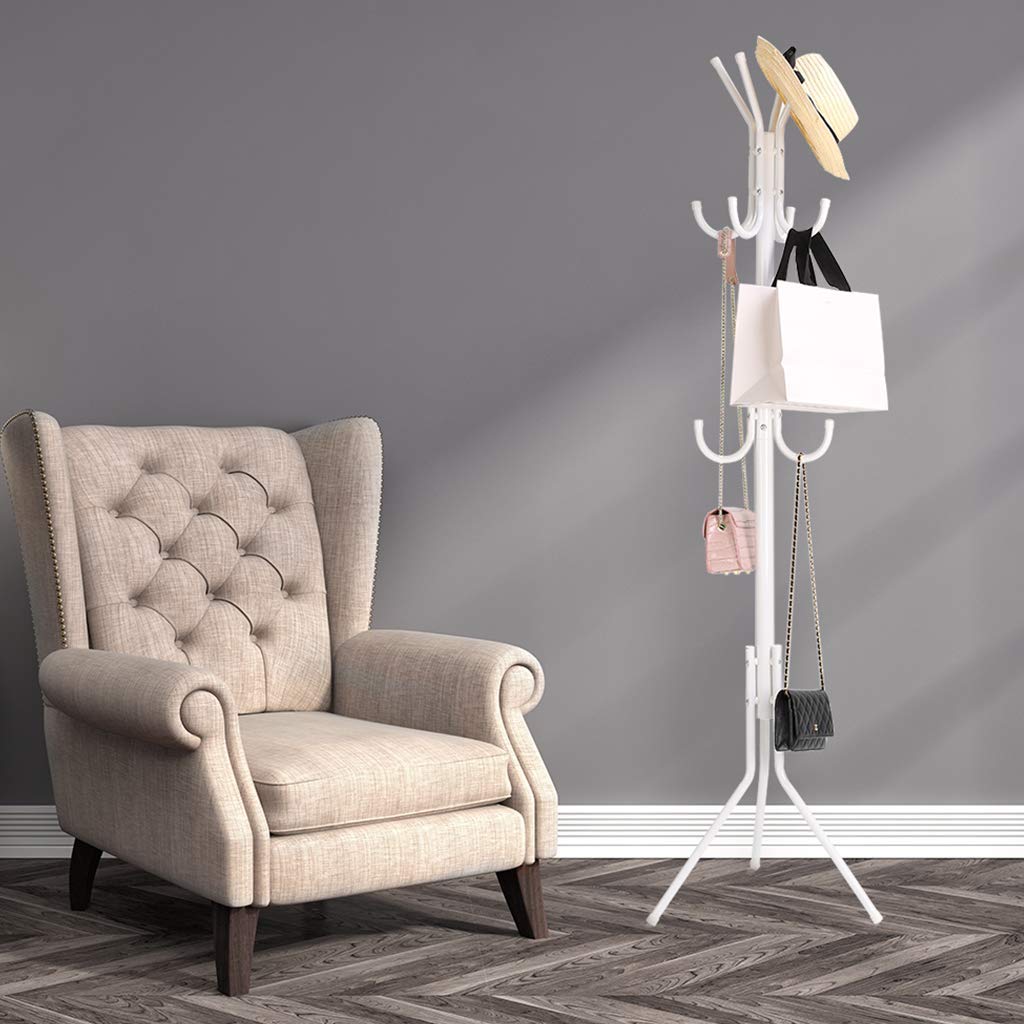 Lukzer 8-Hook Freestanding Metal Coat Stand – Stylish & Durable (Blue/White/Black, 170x42cm
