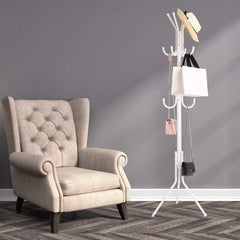 Lukzer 8-Hook Freestanding Metal Coat Stand – Stylish & Durable (Blue/White/Black, 170x42cm