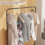 Lukzer Minimalist Single Rod Garment Stand with Coat Hanger – Modern Look (Black/White, 150x81.5x41.5cm)