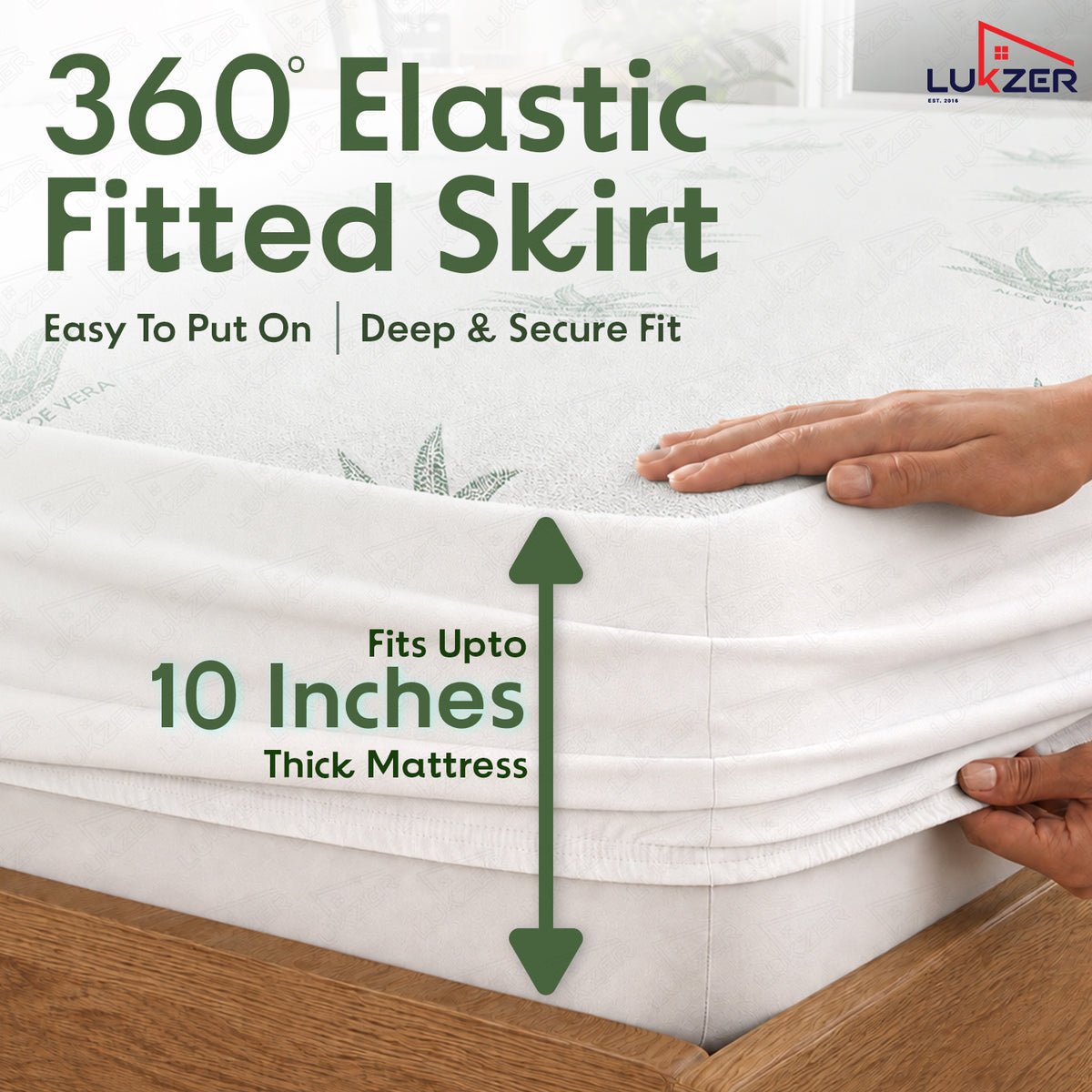 Lukzer 100% Waterproof Natural Aloe Vera Mattress Protector/Mattress Cover
