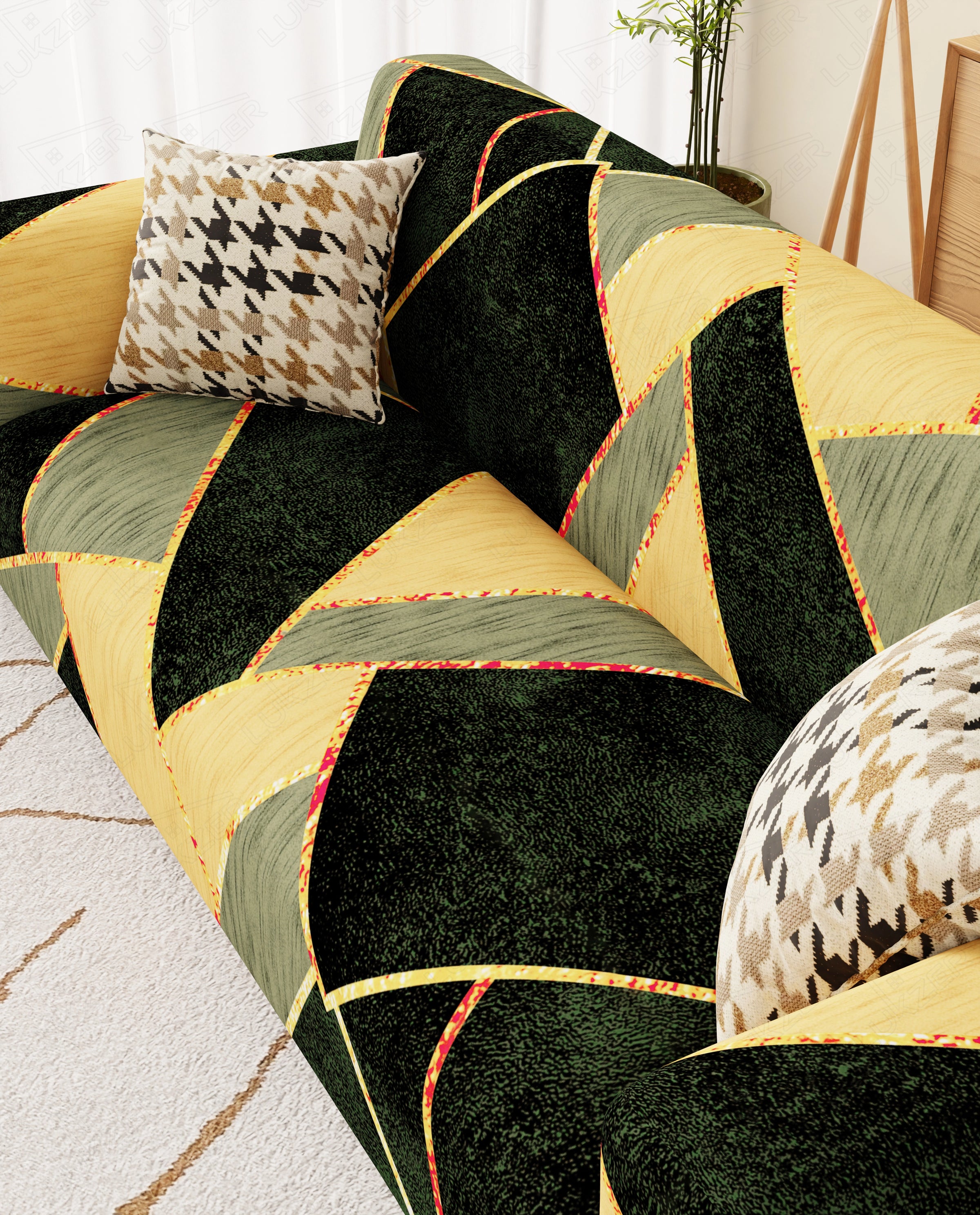 Lukzer Polyester Sofa Cover - Dark Green Prism (SC-035-01)