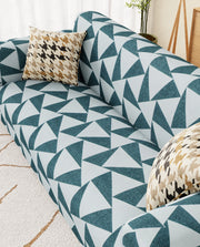 Lukzer Polyester Sofa Cover - Grey & White Triangle (SC-037-01)