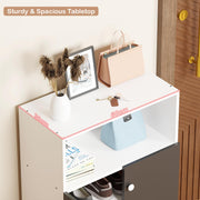 Lukzer 4-Tier Engineered Wood Shoe Organizer Rack Shelf with Door (SR-003/White)