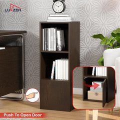 Lukzer 3 Layer Engineered Wood Storage Cabinet with Open Display Rack (MR-022/Wenge)