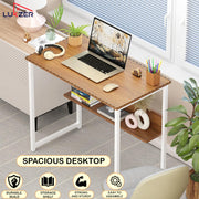 Lukzer Engineered Wood Office & Study Table with Open Bookshelf & Organiser (MST-004/Oak Brown)