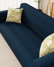 Lukzer Pastel Shades Textured Sofa Cover - Marine Blue Curved Diamond (SC-152-01)