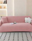 Jacquard Sofa Cover (Pastel Pink Grid Maze)