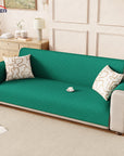 Lukzer Polyester Blend Quilted Sofa Cover Mat (350 GSM)| Full Coverage with Arms & Back Belt | Machine Washable Sofa Runner with Storage Side Pocket