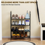Lukzer Dual-Material Shoe Rack – Black, 3/4/5/6-Layer Storage Organizer