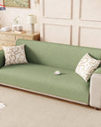 Lukzer Polyester Blend Quilted Sofa Cover Mat (350 GSM)| Full Coverage with Arms & Back Belt | Machine Washable Sofa Runner with Storage Side Pocket