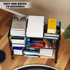 Lukzer Easy DIY Metal & Plastic Bookshelf/Storage Organizer – Black & Silver (3/4/5/6 Layers)