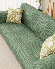 Lukzer Pastel Shades Textured Sofa Cover - Green Square Knit (SC-174-01)