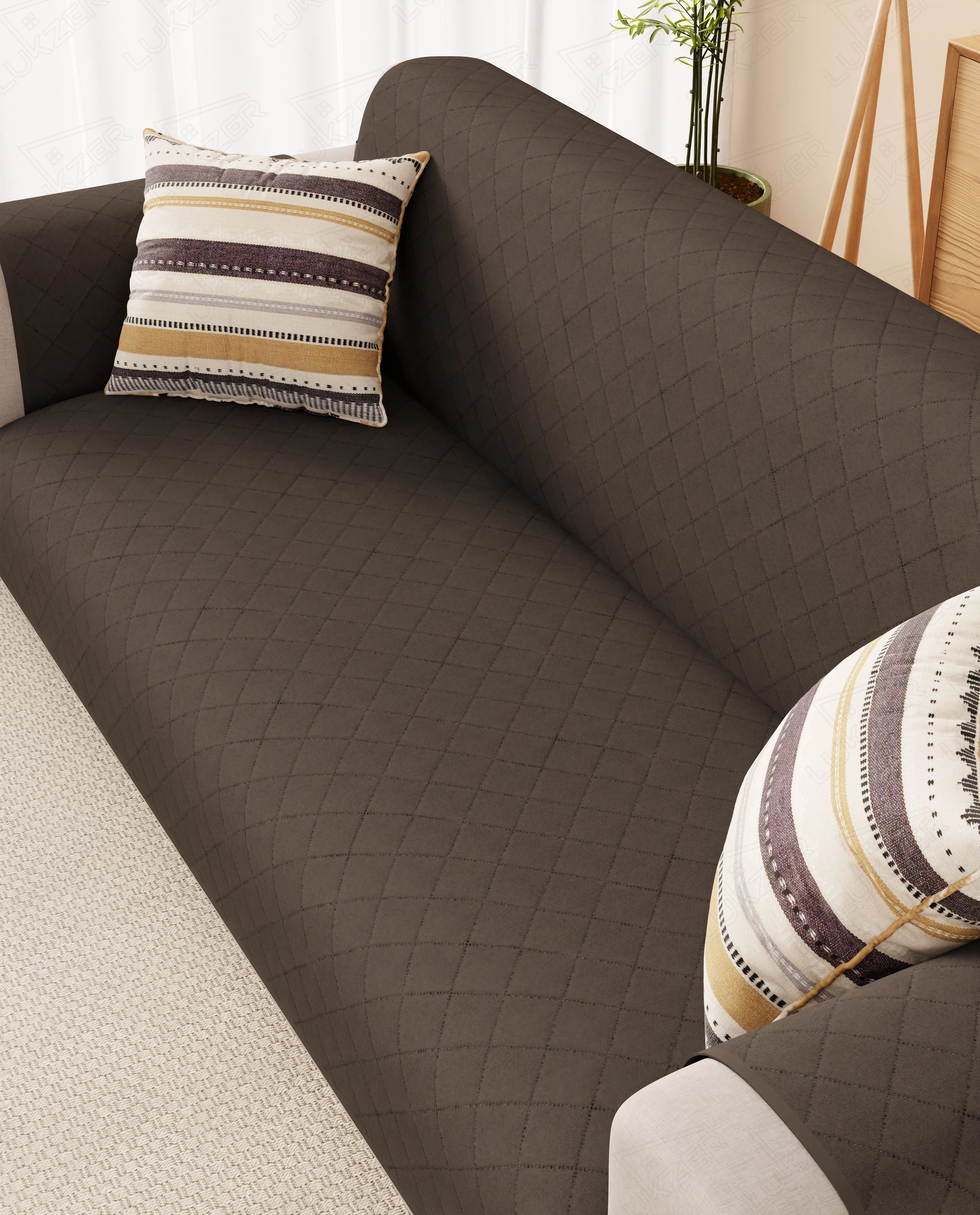 Lukzer Quilted Sofa Mat  Chocolate Brown (SC-192-01)