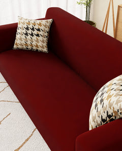 Lukzer Polyester Sofa Cover Wine Red (SC-049-01)