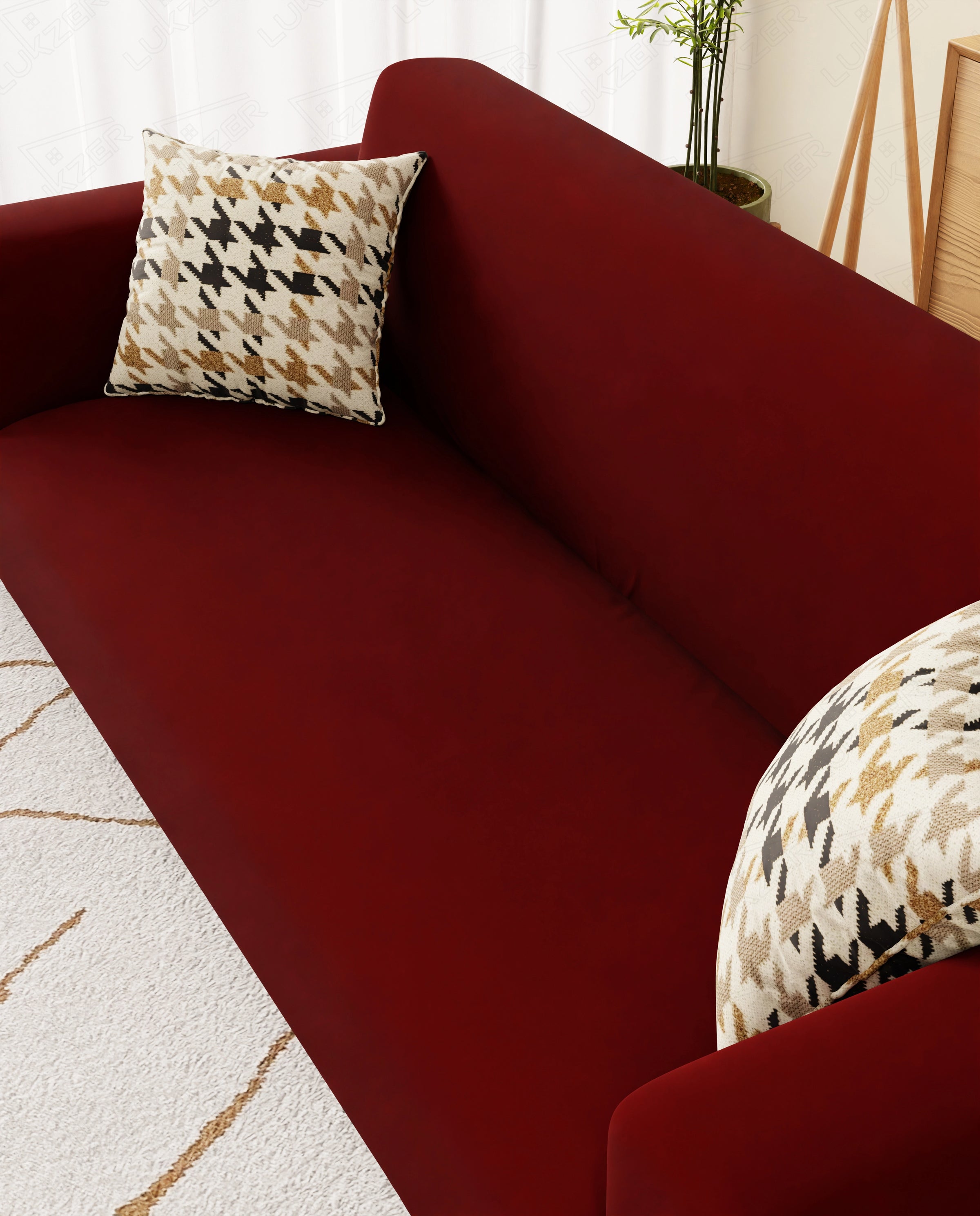 Lukzer Polyester Sofa Cover Wine Red (SC-049-01)