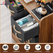 Lukzer 8 Drawer Engineered Wood Storage Organizer Cabinet with Fabric Bins (MR-028/Oak Brown)