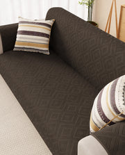 Lukzer Reversible Quilted Sofa Mat with Arms Dot Frame Dark Brown (SC-212-01)