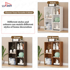 Lukzer Engineered Wood 5 Shelves Open Cabinet Bookshelf & Storage Organiser (MR-026/Oak Brown)