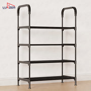 Lukzer 4-Tier Metal & Plastic Space-Saving Shoe Organizer Rack (MSR-004/Black)