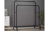 Lukzer Heavy-Duty Garment Rack – Double Rod, Bottom Shelf, Black Finish