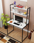 Metal & Wood Computer Desk with 3 Shelves | (MST-006)