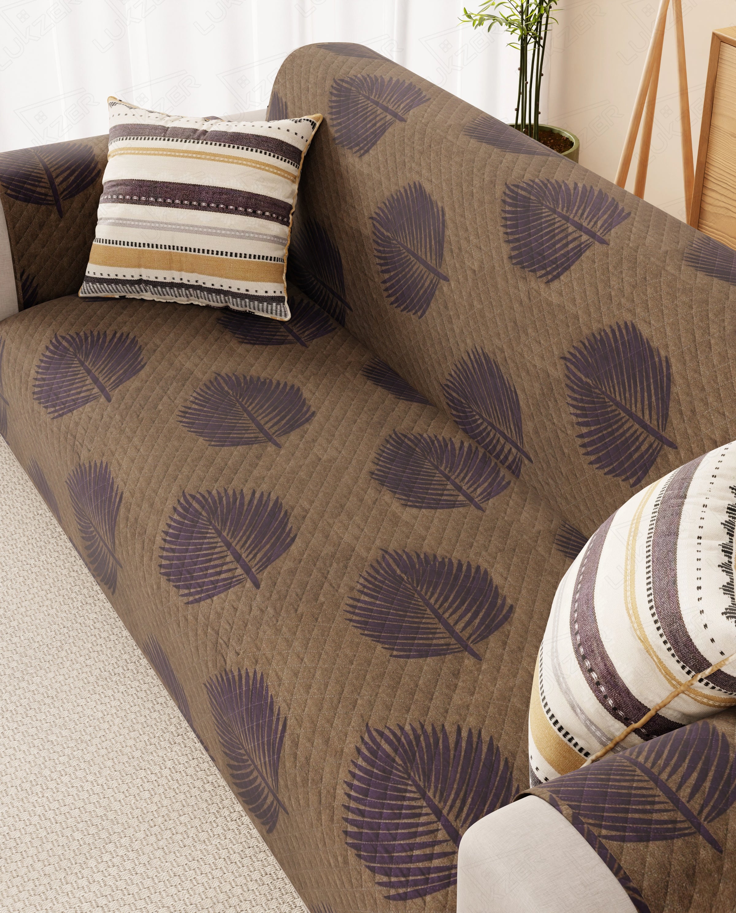 Lukzer Reversible Quilted Sofa Mat with Arms Sapphire Bloom (SC-182-01/A)