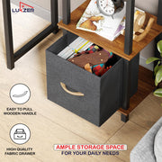 Lukzer 4-Tier Engineered Wood Bookshelf with Fabric Drawer (MRM-001/Oak Brown)