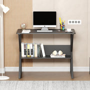 Lukzer Modern Engineered Wood Computer Desk with Bookshelf Black Top & Black Frame (MST-001)