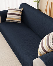 Lukzer Reversible Quilted Sofa Mat with Arms Aqua Weave Blue (SC-215-01)