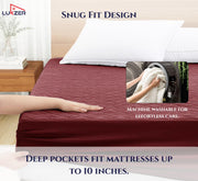 Lukzer Quilted Cotton Waterproof Mattress Protector  Maroon (MTP-QMAR-001)
