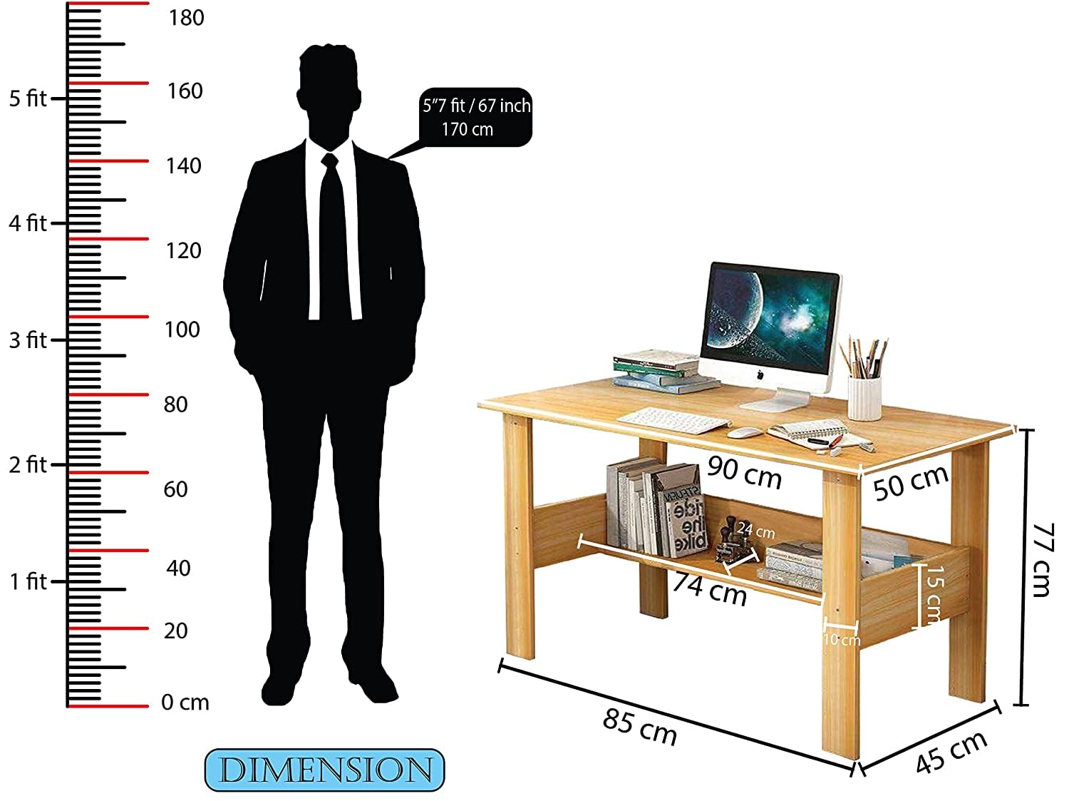 Computer Desk with 1 Layer Shelf | (ST-004)