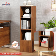 Lukzer 4 Layer Engineered Wood Storage Cabinet with Open Display Rack (MR-023/Oak Brown)