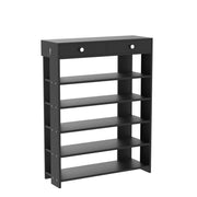 Lukzer 5-Tier Shoe Rack with Storage Drawers Engineered Wood Shoe Organizer (SR-001/Black)