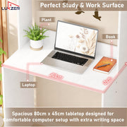 Lukzer Engineered Wood Computer Desk Study Table with Bookshelf Study Table (ST-006/White)