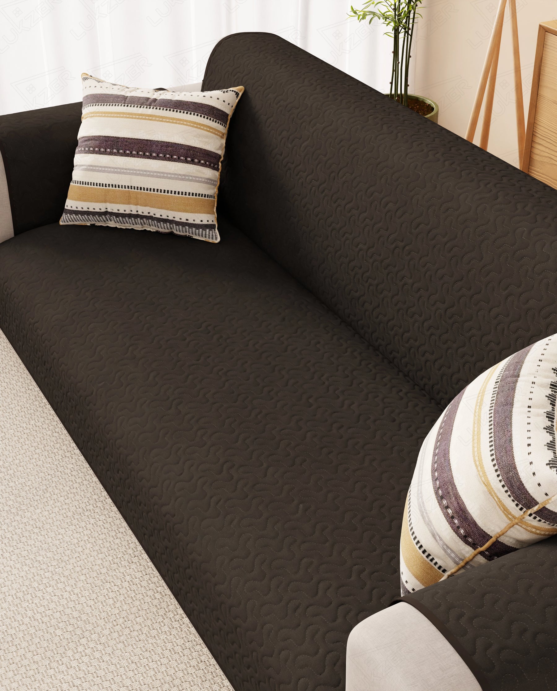 Lukzer Quilted Sofa Mat Stipple Dark Brown (SC-207-01)