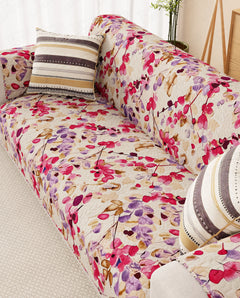 Lukzer Quilted Reversible Royal Petals Sofa Mat with WaveEdge Ultrasonic Cut (WITH BACK & HAND REST) - SC-219-01WB