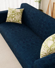 Lukzer Pastel Shades Textured Sofa Cover - Marine Blue Tribal Design (SC-136-01)
