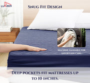 Lukzer Quilted Cotton Waterproof Mattress Protector Blue (MTP-QBL-001)