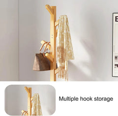 Triangular 6 Branch Hook & 3 Layer Garment Rack | (Natural/171x30.5x30.5cms)