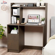 Lukzer Engineered Wood Office Desk & Study Table with Bookshelf & Cabinet (ST-009/Wenge)