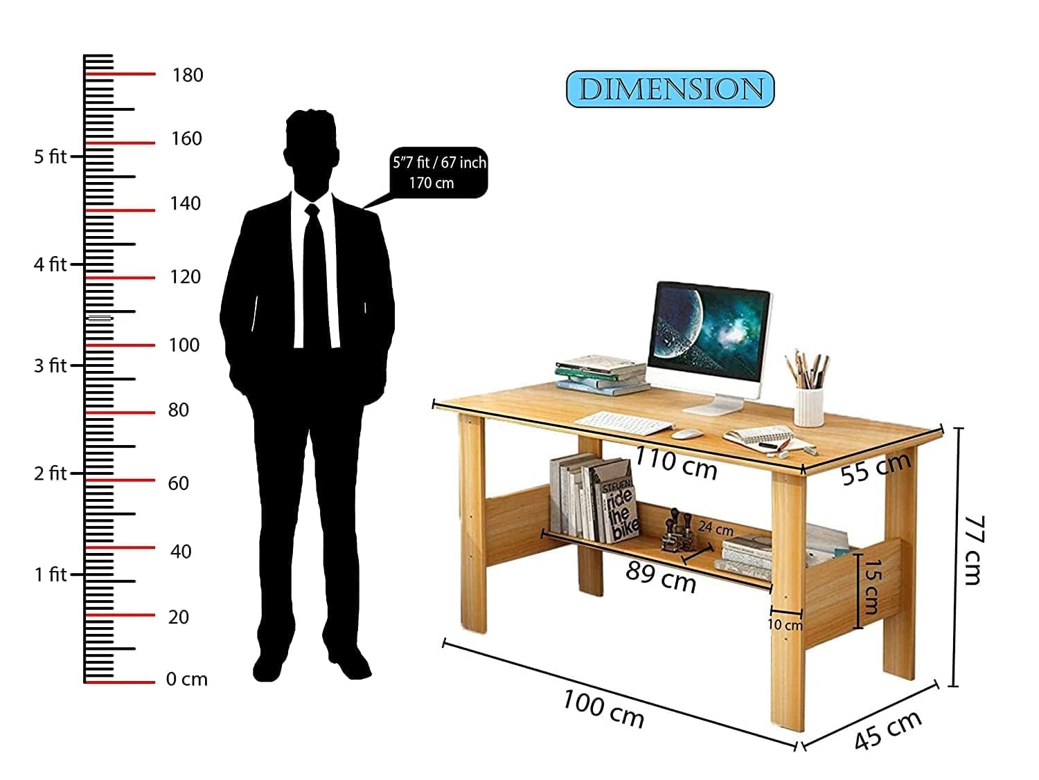 Computer Desk with 1 Layer Shelf | (ST-005)